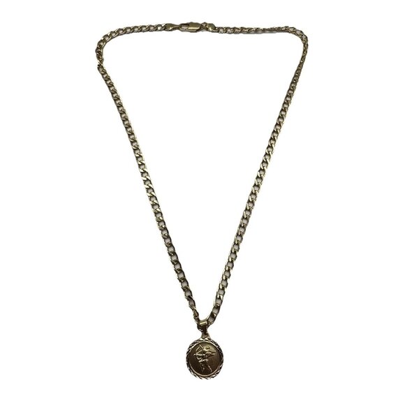 Cuban Chain 18k Gold Plated Sagittarius Horoscope Coin Pendant Necklace - Picture 9 of 9